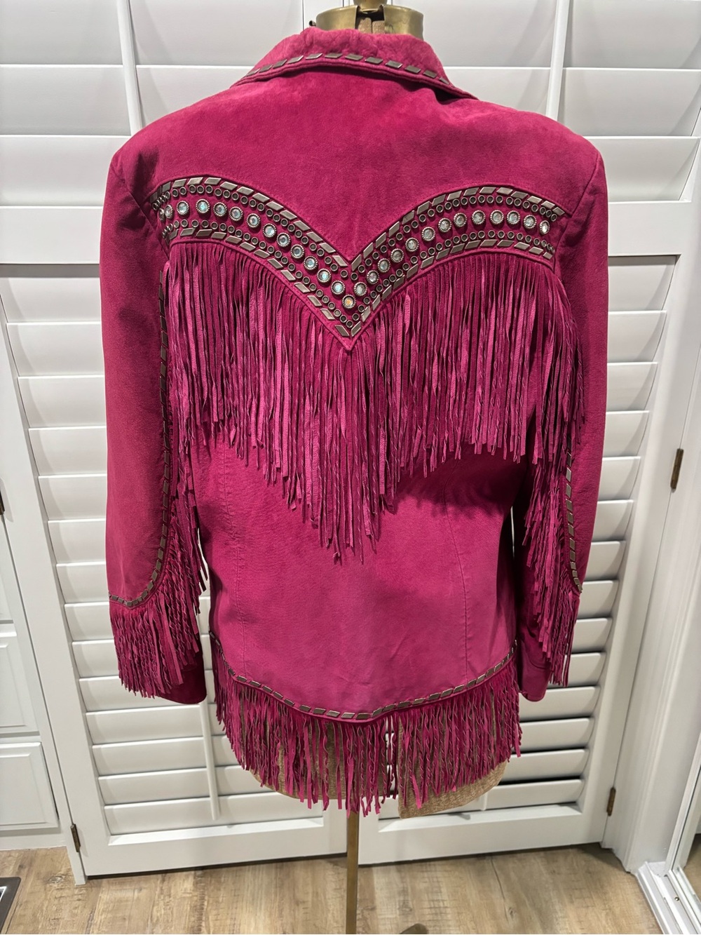 Double D Ranch Magenta Suede Fringe Jacket with Stud Accents - Picture 2 of 11